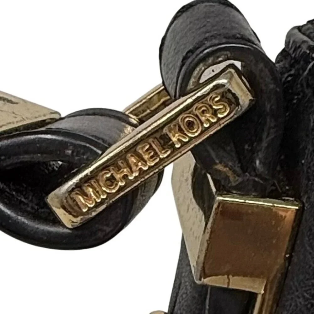 Michael Kors Bowery Black Pebbled Leather Hobo‎ Bag Front Vertical Zip Pockets